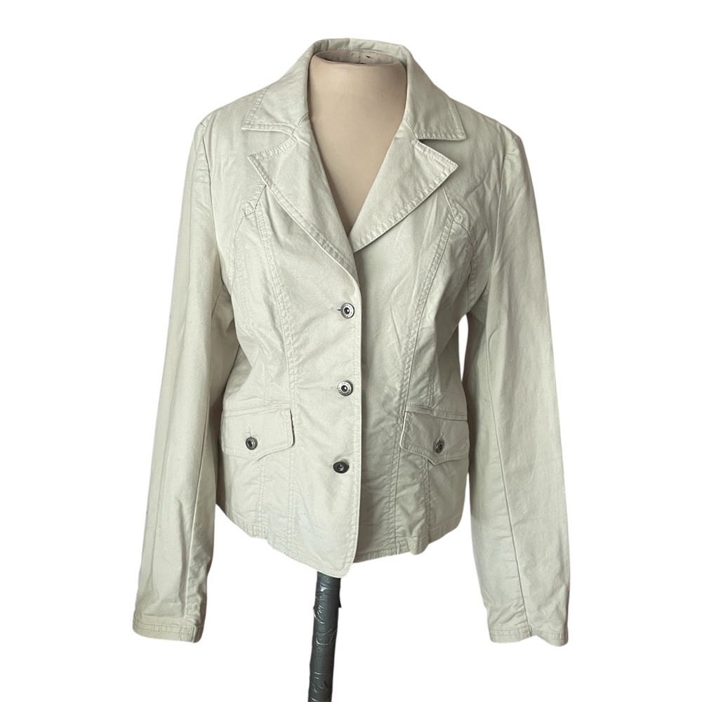 Tommy Hilfiger Vintage Y2K Lt Weight Stretch Off White Blazer Jacket Size Large